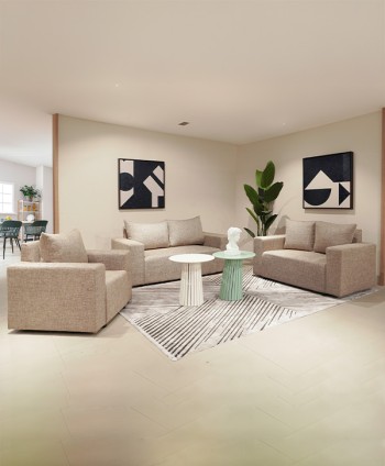 SOFA SET 3+2+1 MONACO CHENILLE BEIGE/BROWN- LOCAL