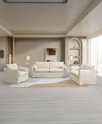 SOFA SET 3+2+1 EMY LV02910 BEIGE 3 STR: L206 *W 86 * H 86 CM/LOVE ST L145 *W 86 * H 86 CM/STRL94 *W