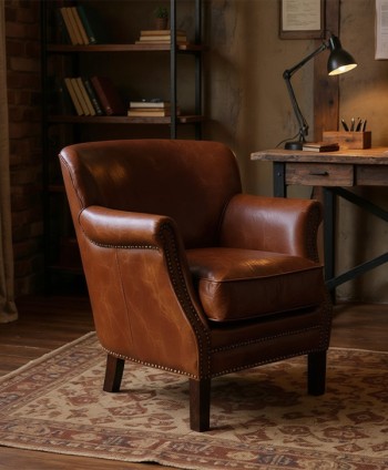 SOFA SINGLE SEATER OXFORD AC051 ARMCHAIR L08  72*75*72 CM TOP GRAIN COW-HIDE L008,BRASS NAIL