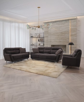 SOFA SET 3+2+1 MIAMI SOFA PU BROWN - LOCAL
