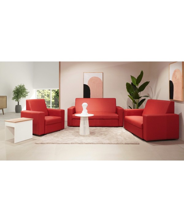 TEXAS SOFA 3+2+1 PU DARK RED