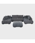 ALEXANDRO HY-9119D  2S ARMLESS + CHAISE RHF + CHAISE LHF+ OTTOMAN FABRIC GRAY BLUE