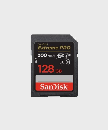 SANDISK EXTREME PRO SD UHS I 128GB CARD FOR 4K VIDEO FOR DSLR AND MIRRORLESS CAMERAS 200MB