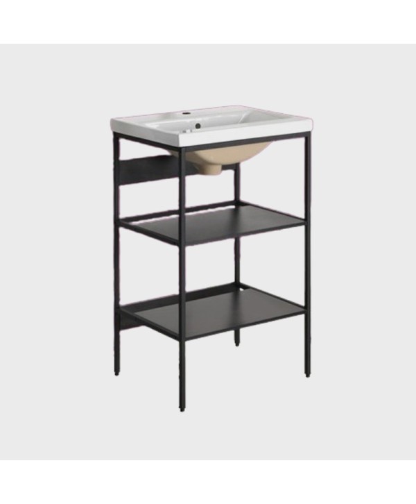 VERONA¬† BS-N2378+BS-N2379SHELF -WITH¬† WASHING BASIN METAL FRAME SANDED BLACK