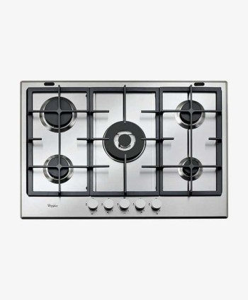 WHIRLPOOL BUILT IN HOB 5 GAS BURNER 75CM STAINLESS GMA7522IX